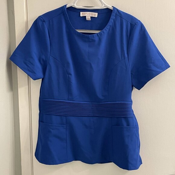 Happily Scrubbed blue scrub top - Picture 1 of 8